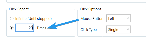 Select Click Repetitions Select Click Repetitions